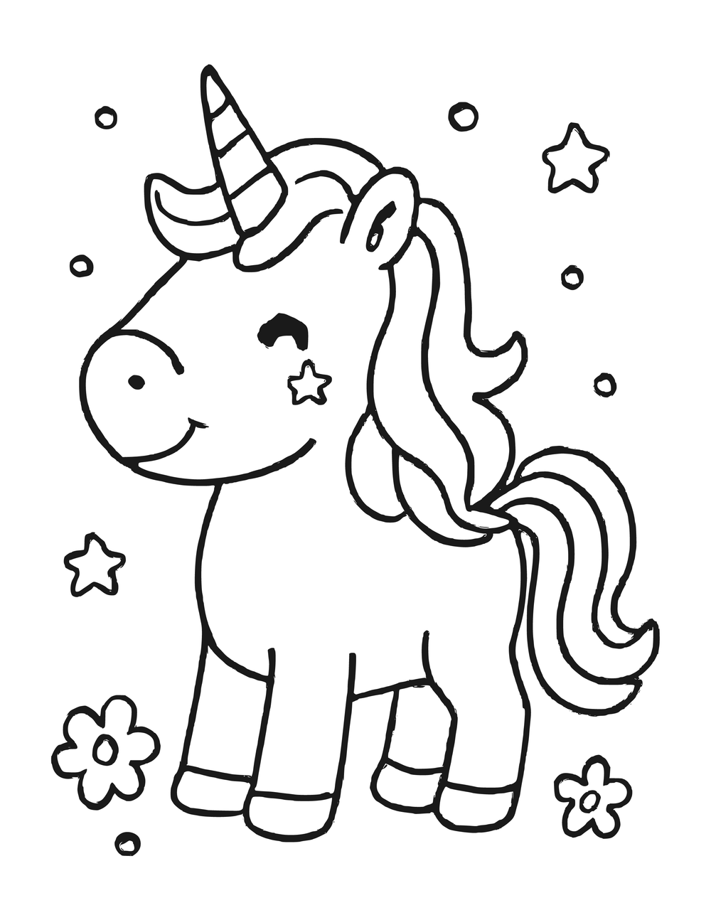 Free Unicorn Coloring Page