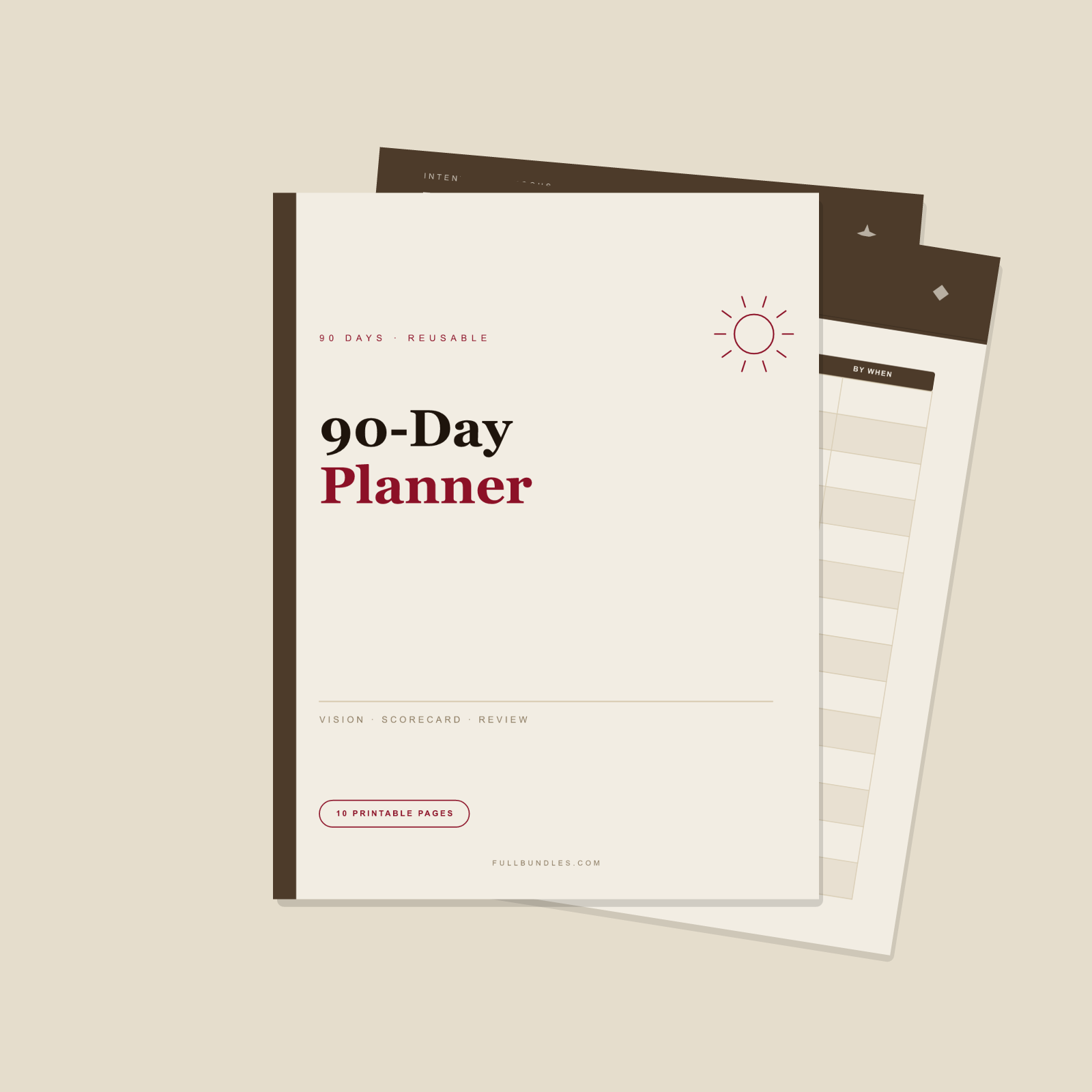 90-Day Goal Planner (12-Week Year) — 10 Printable Pages (A4 + US Letter PDF + SVG)