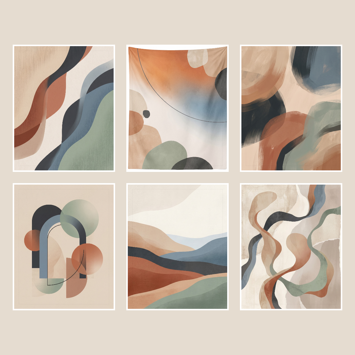 Abstract Art Wall Art Set — 6 Printable Modern Abstract Prints (8x10, 11x14, 16x20 · PDF + JPG + SVG) preview 2