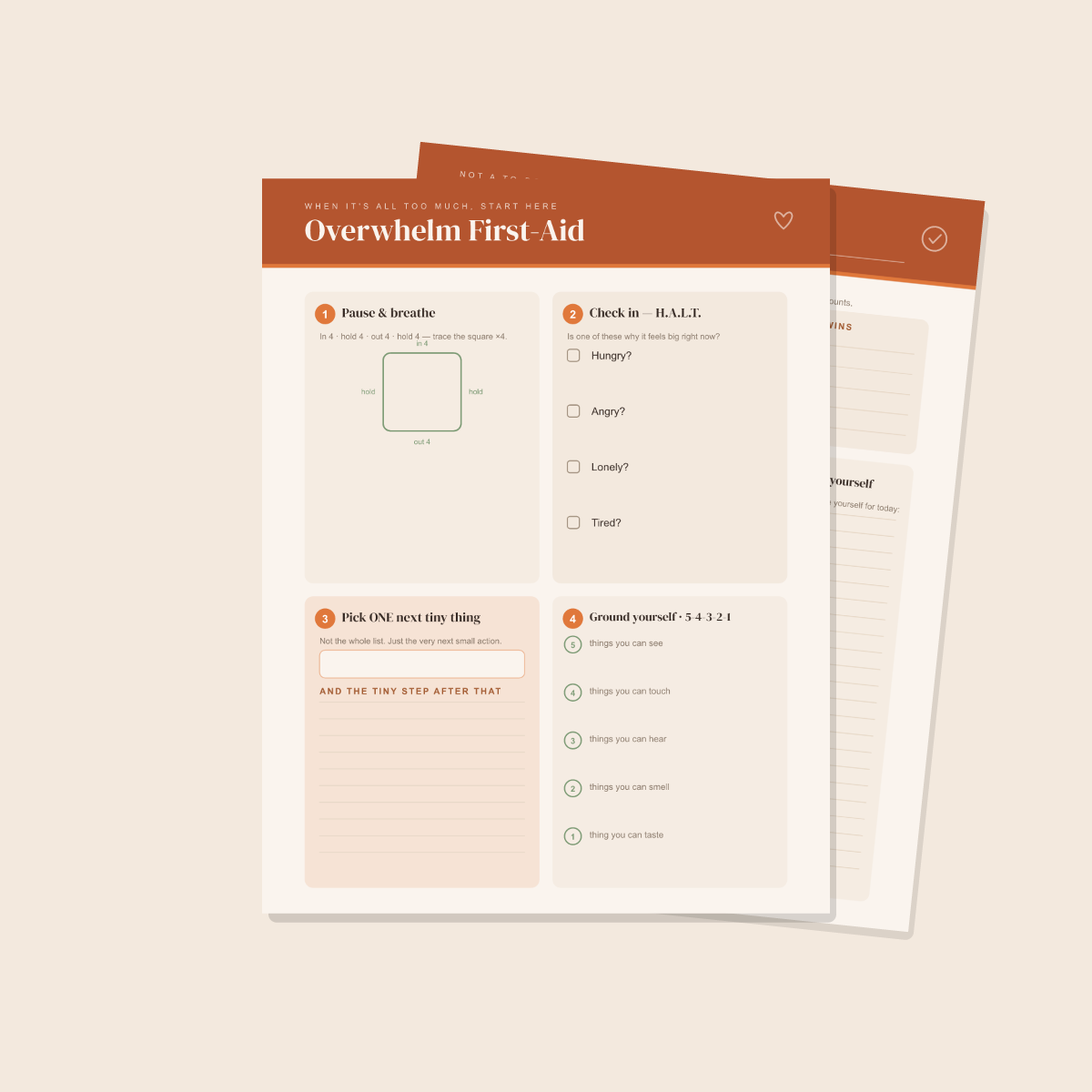 ADHD-Friendly Daily Planner — Warm Peach — 13 Printable Pages (Brain Dump, Dopamine Menu, Task Breakdown & Focus Sprints · A4 + US Letter PDF + SVG) preview 4