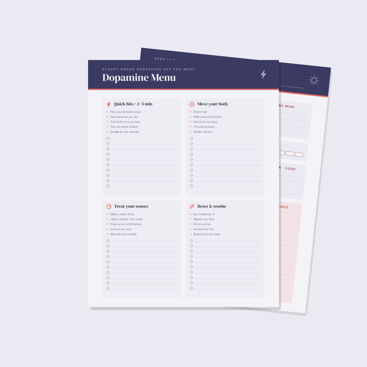 ADHD-Friendly Daily Planner — 13 Printable Pages (Brain Dump, Dopamine Menu, Task Breakdown, Focus Sprints, Habit Tracker + Overwhelm First-Aid · A4 + US Letter PDF + SVG) preview 2