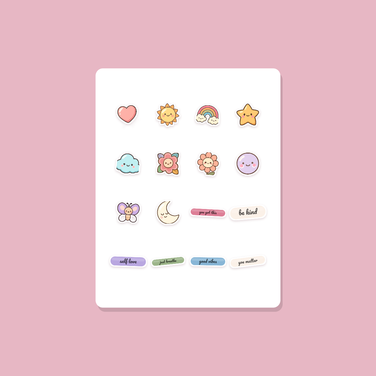 Affirmation Sticker Pack — 16 Die-Cut Self-Love & Positive Quote Stickers (PNG + SVG, Commercial Use) preview 3