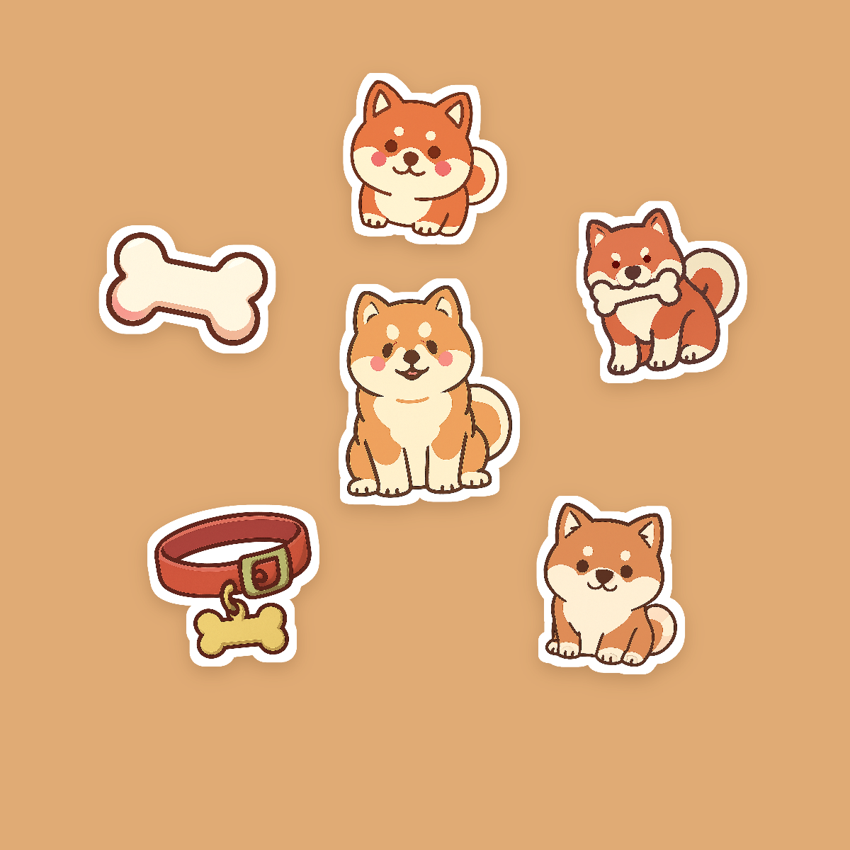 Akita Kawaii Sticker Pack — Dog Mom Die-Cut Stickers (PNG + SVG, Commercial Use) preview 2
