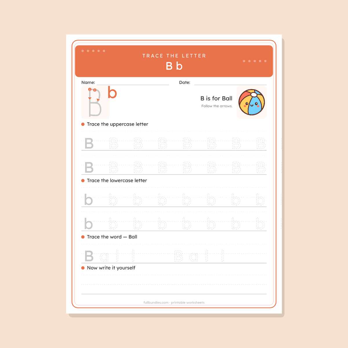 Alphabet Tracing Worksheets — 26 Printable A-Z Letter Practice Pages with Formation Arrows & Cute Pictures (Preschool & Kindergarten) preview 2