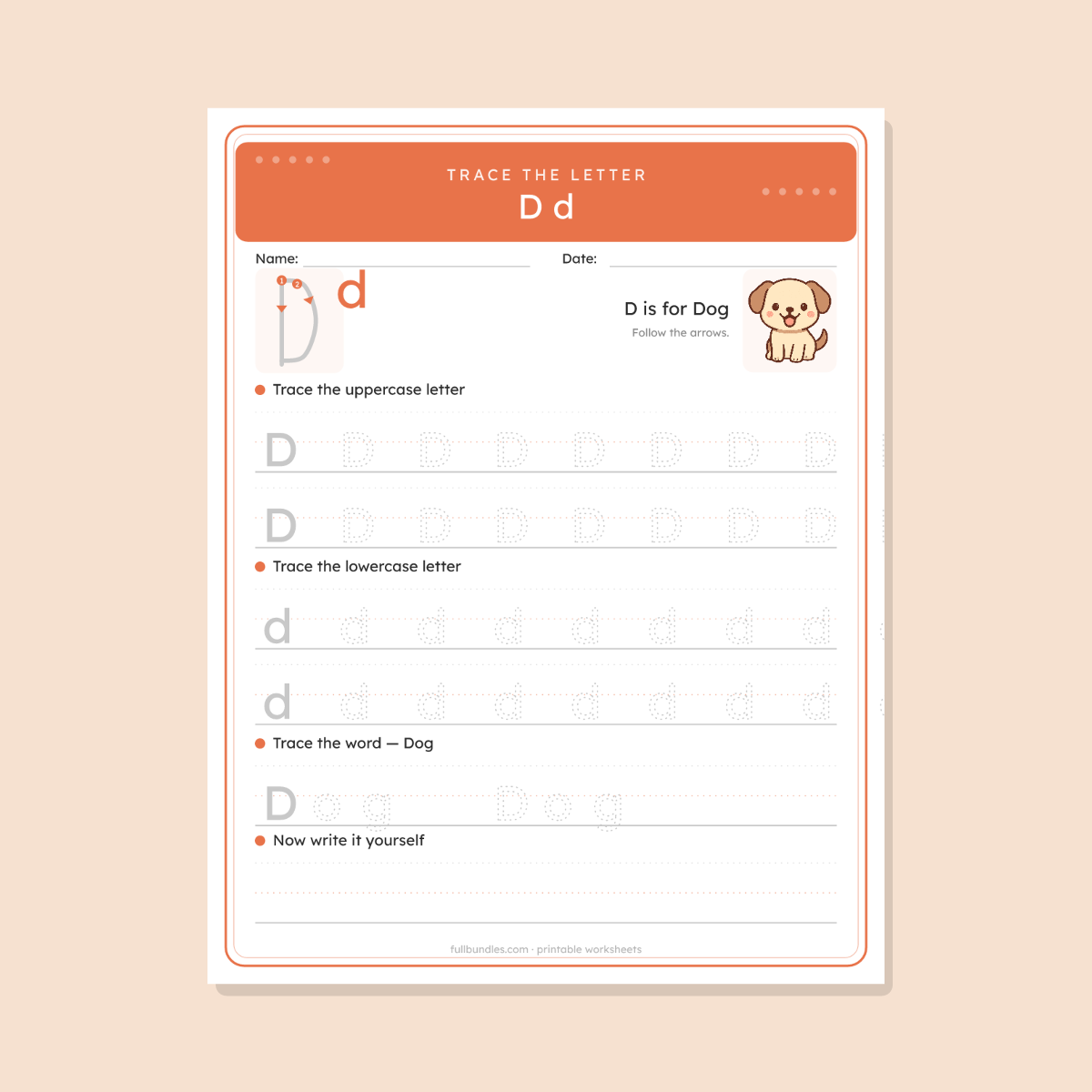 Alphabet Tracing Worksheets — 26 Printable A-Z Letter Practice Pages with Formation Arrows & Cute Pictures (Preschool & Kindergarten) preview 4
