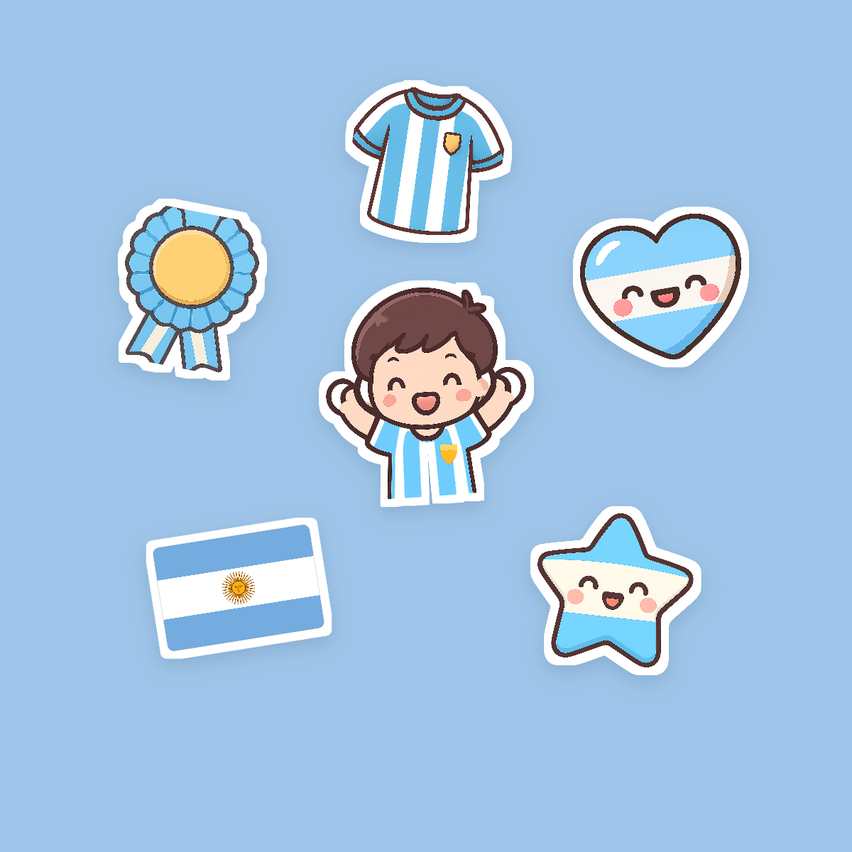 Argentina Football Fan Sticker Pack — 16 Kawaii Die-Cut Supporter Stickers (PNG + SVG) preview 2