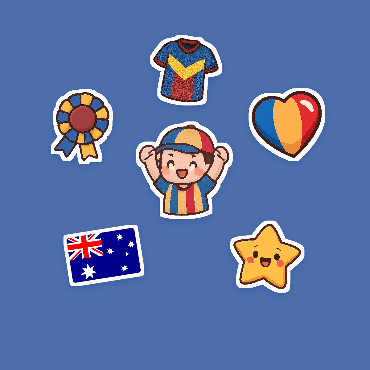 Australia Football Fan Sticker Pack — 16 Kawaii Die-Cut Supporter Stickers (PNG + SVG) preview 2