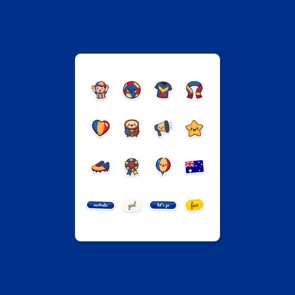 Australia Football Fan Sticker Pack — 16 Kawaii Die-Cut Supporter Stickers (PNG + SVG) preview 3