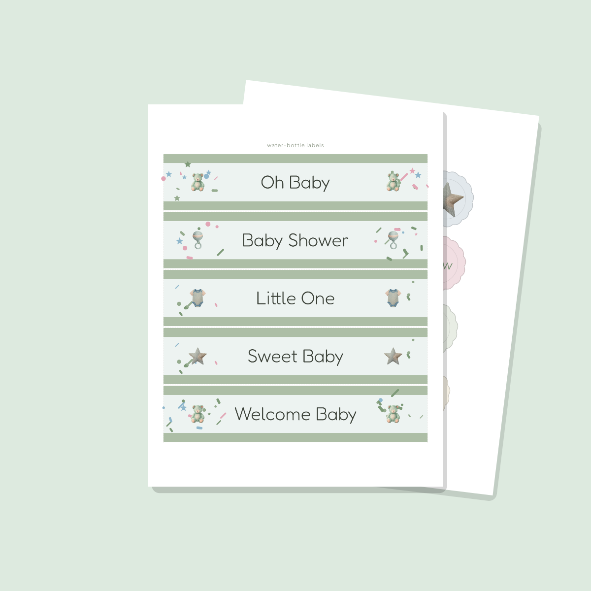 Baby Shower Printables Set — Cupcake Toppers, Favor Tags, Labels & Welcome Sign (Printable PDF + SVG) preview 4
