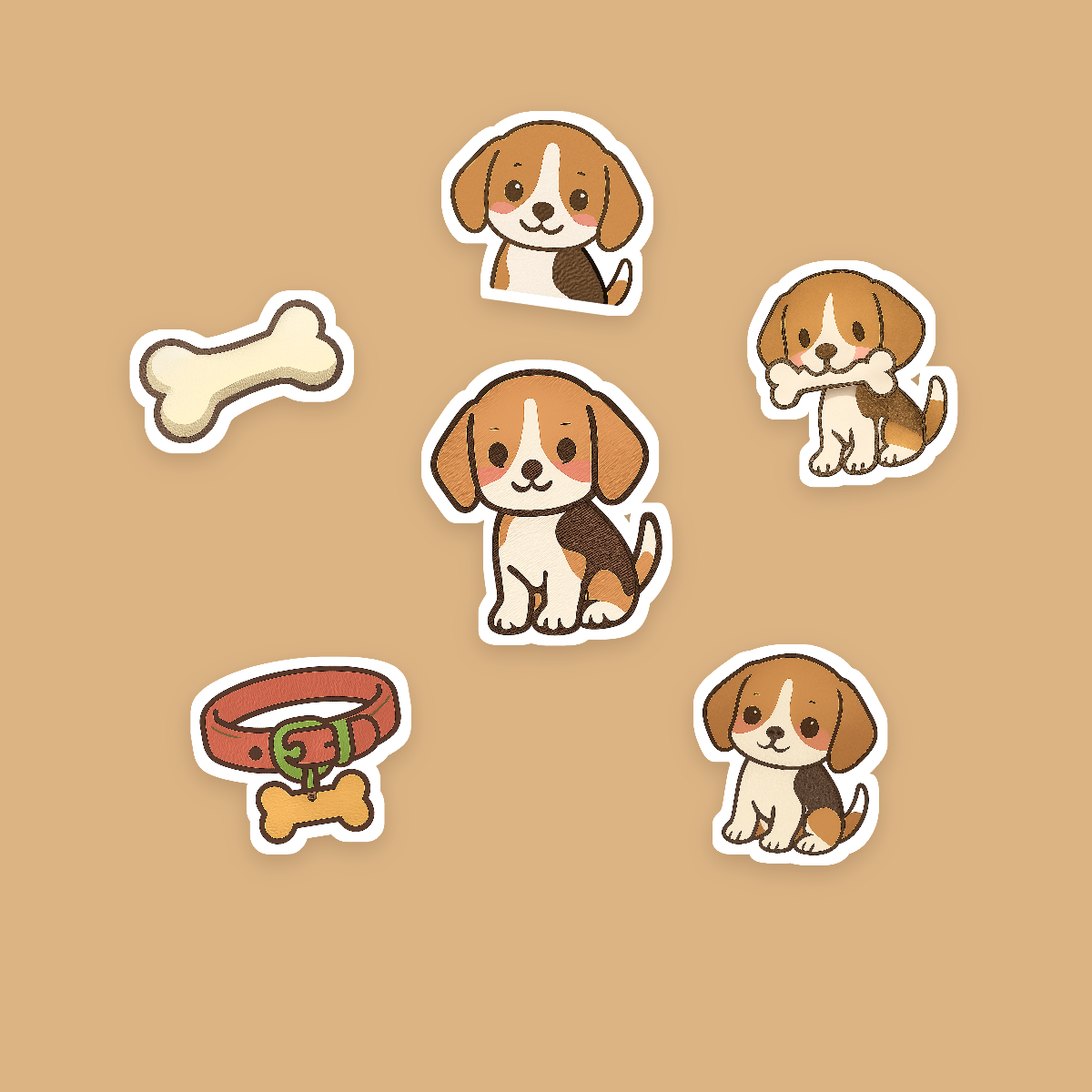 Beagle Kawaii Sticker Pack — Dog Mom Die-Cut Stickers (PNG + SVG, Commercial Use) preview 2