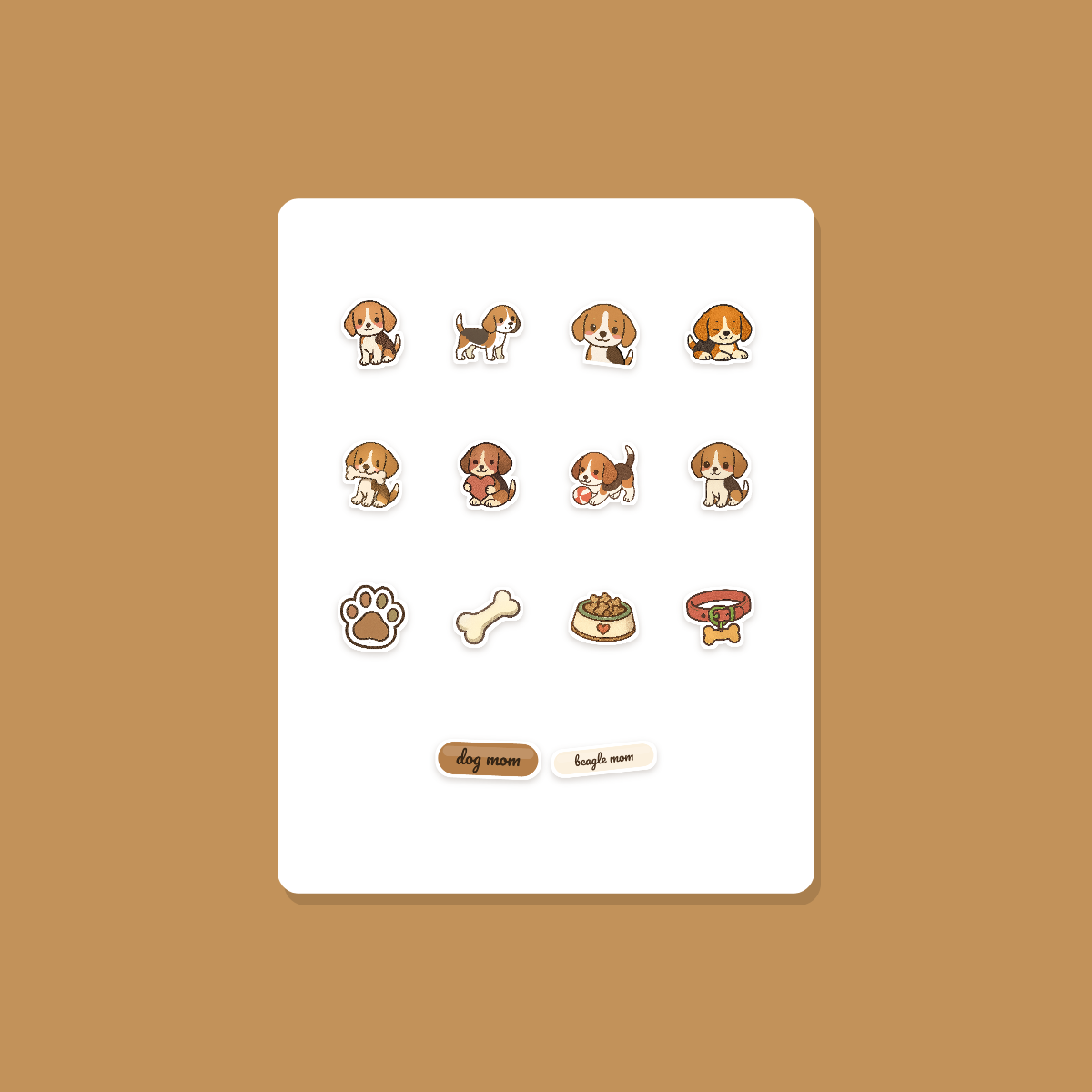 Beagle Kawaii Sticker Pack — Dog Mom Die-Cut Stickers (PNG + SVG, Commercial Use) preview 3