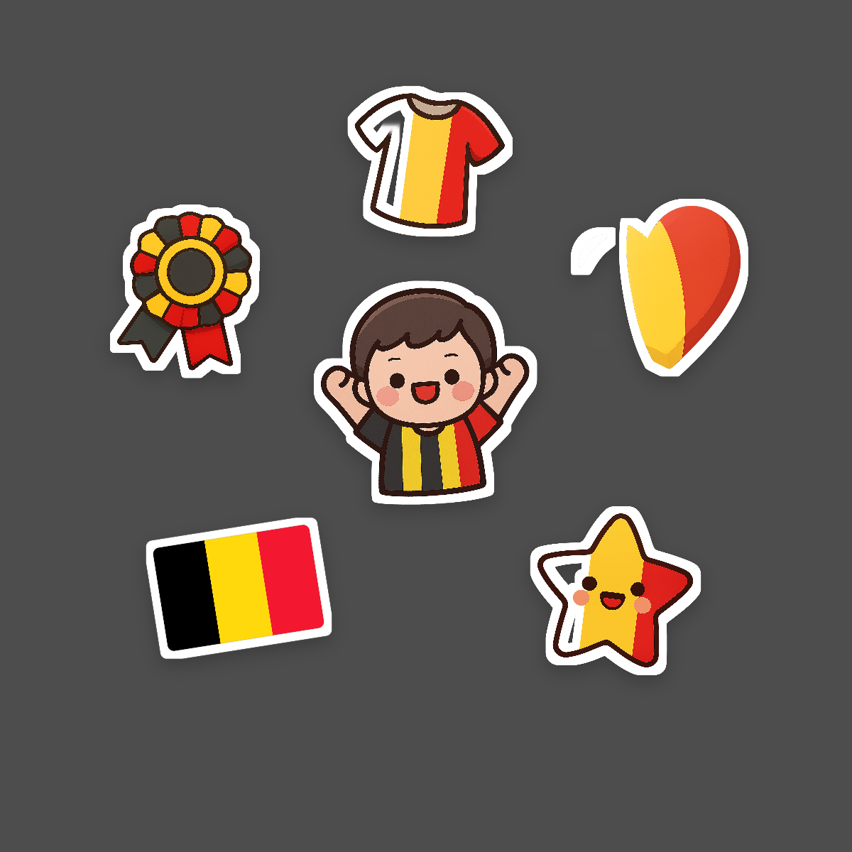 Belgium Football Fan Sticker Pack — 16 Kawaii Die-Cut Supporter Stickers (PNG + SVG) preview 2