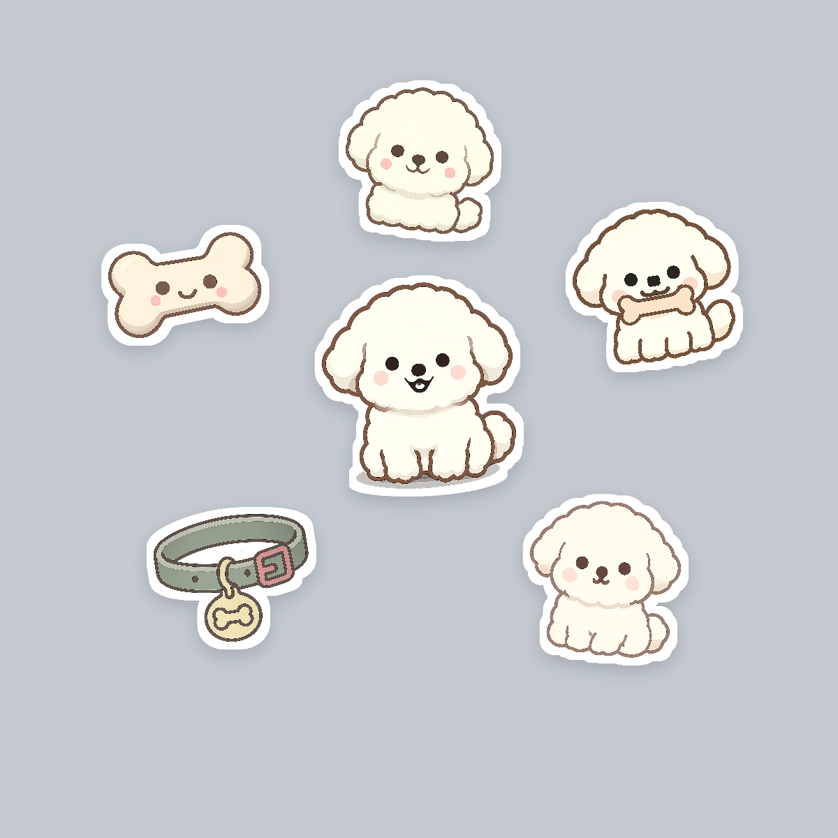 Bichon Frise Kawaii Sticker Pack — Dog Mom Die-Cut Stickers (PNG + SVG, Commercial Use) preview 2