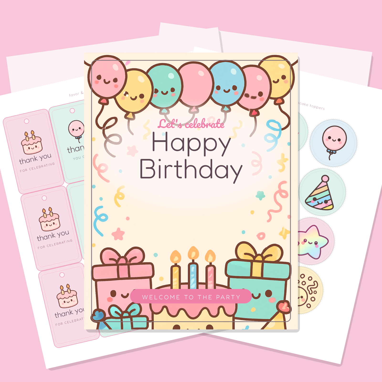 Birthday Party Printables Mega-Bundle — All 10 Art Styles (70 Sheets: Invitations, Banners, Toppers, Tags & More) — PDF + SVG preview 4