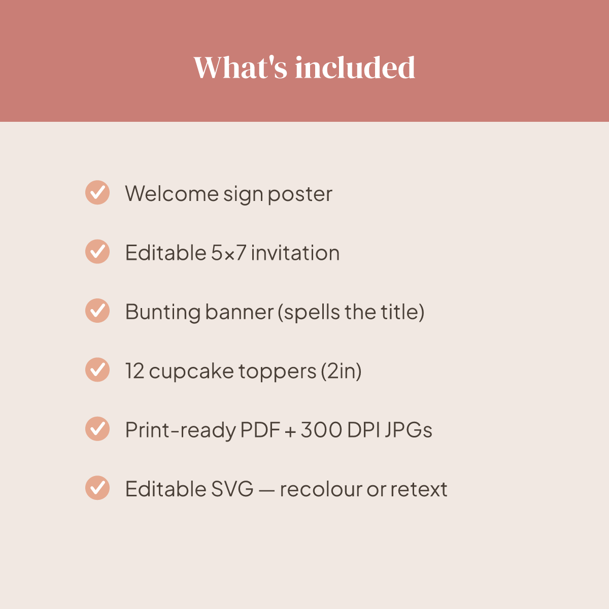 Birthday Party Printables — Watercolor (Invitation, Banner, Cupcake Toppers, Tags, Labels & Welcome Sign) — Printable PDF + SVG preview 5