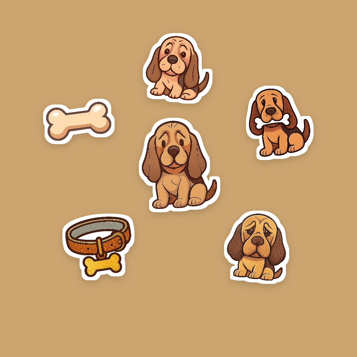 Bloodhound Kawaii Sticker Pack — Dog Mom Die-Cut Stickers (PNG + SVG, Commercial Use) preview 2
