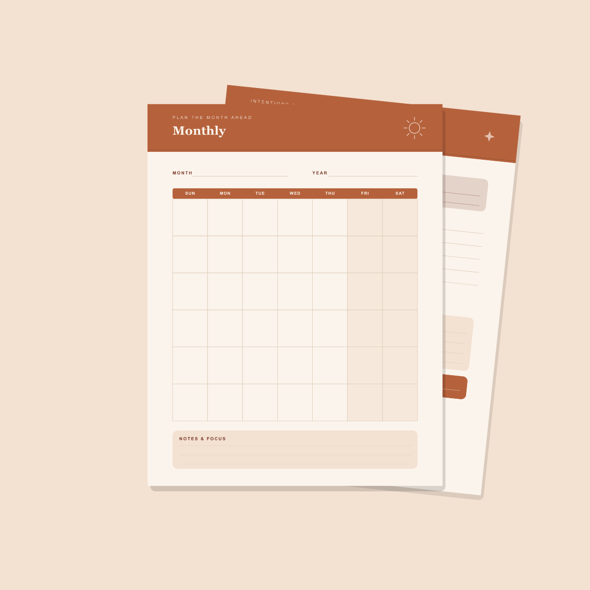 Boho Weekly Planner — 10 Printable Pages (Daily, Weekly, Monthly + Trackers · A4 + US Letter PDF + SVG) preview 2