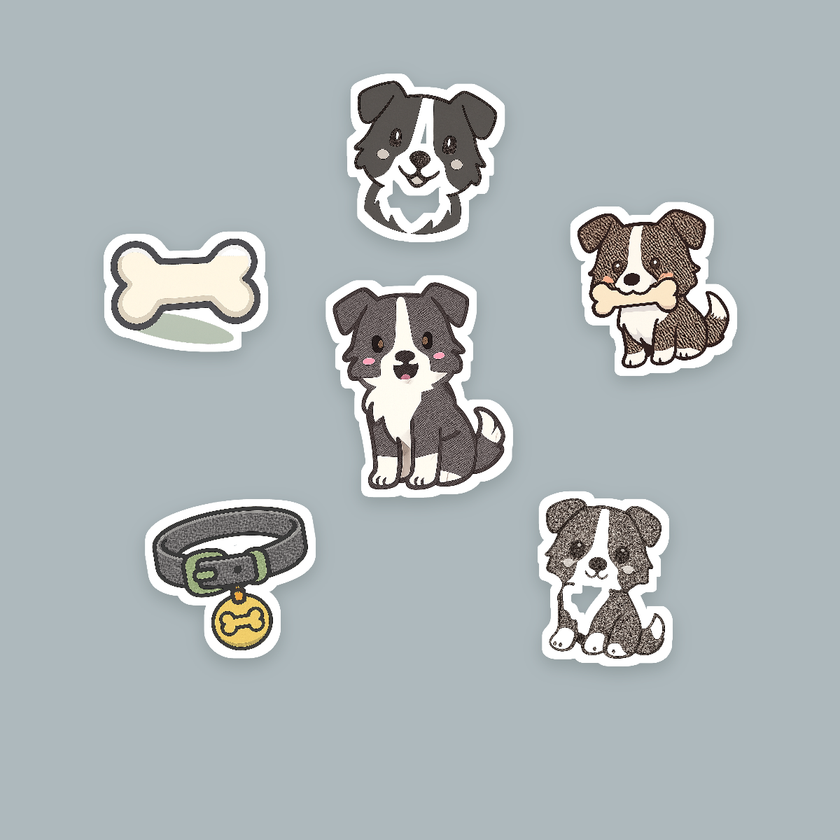 Border Collie Kawaii Sticker Pack — Dog Mom Die-Cut Stickers (PNG + SVG, Commercial Use) preview 2