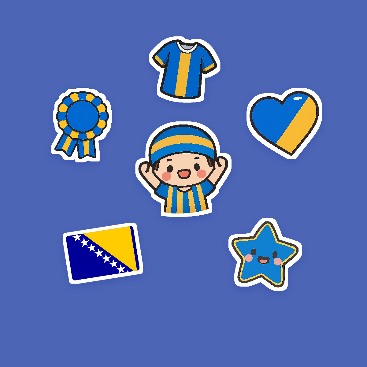 Bosnia & Herz. Football Fan Sticker Pack — 16 Kawaii Die-Cut Supporter Stickers (PNG + SVG) preview 2