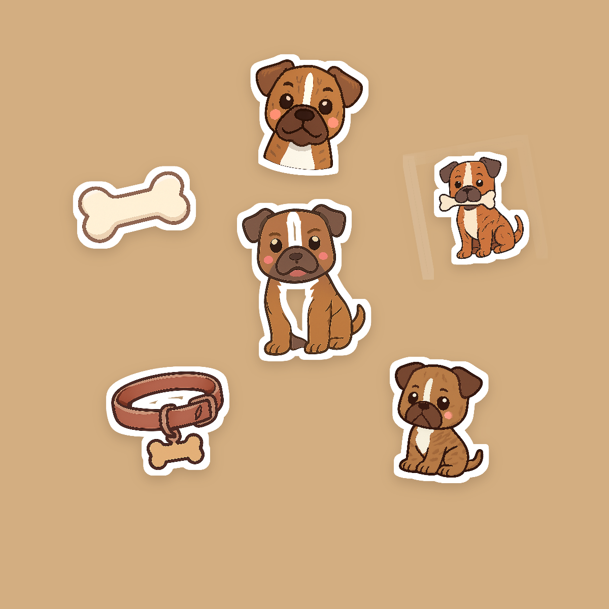 Boxer Kawaii Sticker Pack — Dog Mom Die-Cut Stickers (PNG + SVG, Commercial Use) preview 2