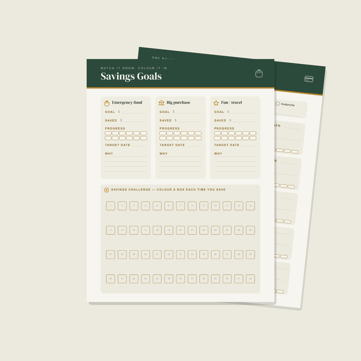 Budget & Finance Planner — 13 Printable Pages (Monthly Budget, Bills, Savings, Debt Payoff, Net Worth + Year at a Glance · A4 + US Letter PDF + SVG) preview 4