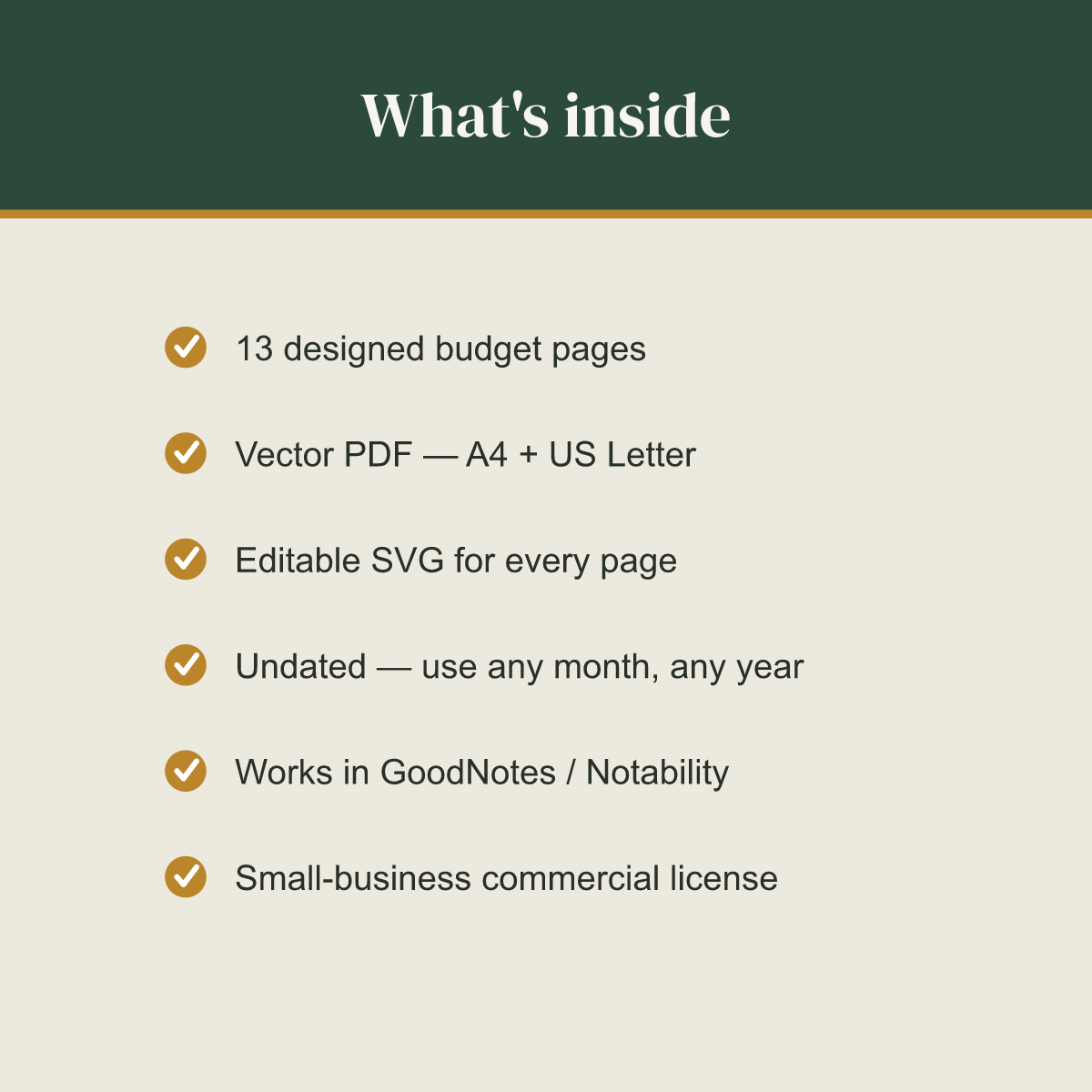 Budget & Finance Planner — 13 Printable Pages (Monthly Budget, Bills, Savings, Debt Payoff, Net Worth + Year at a Glance · A4 + US Letter PDF + SVG) preview 5