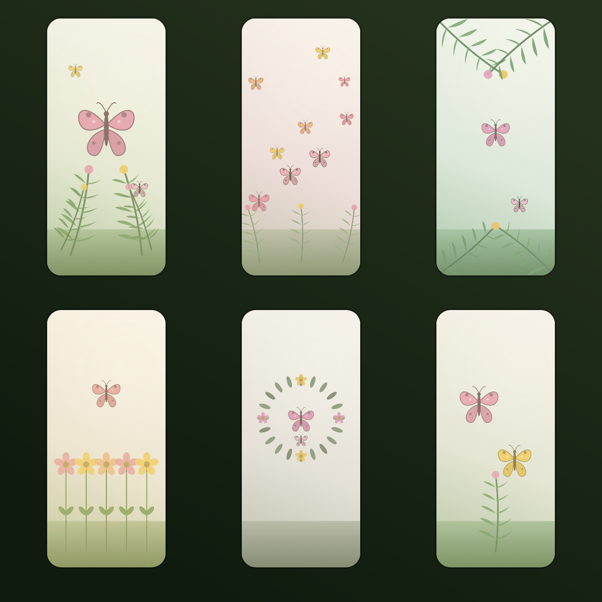 Butterfly Botanical Garden Wallpapers — 12 Soft Sage & Blush Floral Lock Screens (iPhone + Android) preview 2