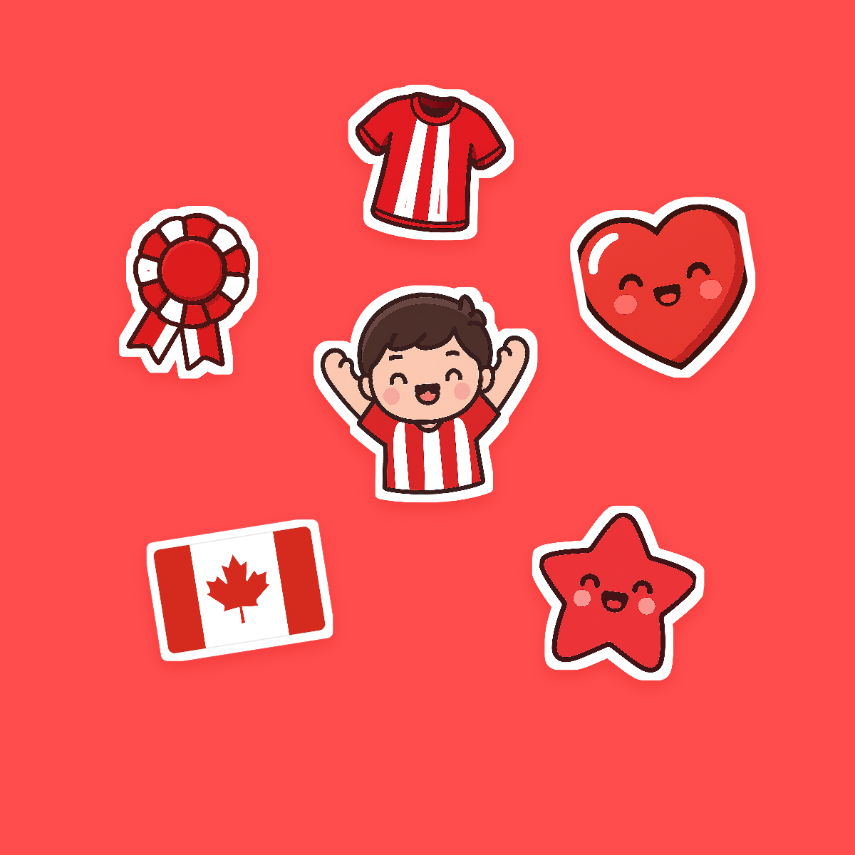 Canada Football Fan Sticker Pack — 16 Kawaii Die-Cut Supporter Stickers (PNG + SVG) preview 2