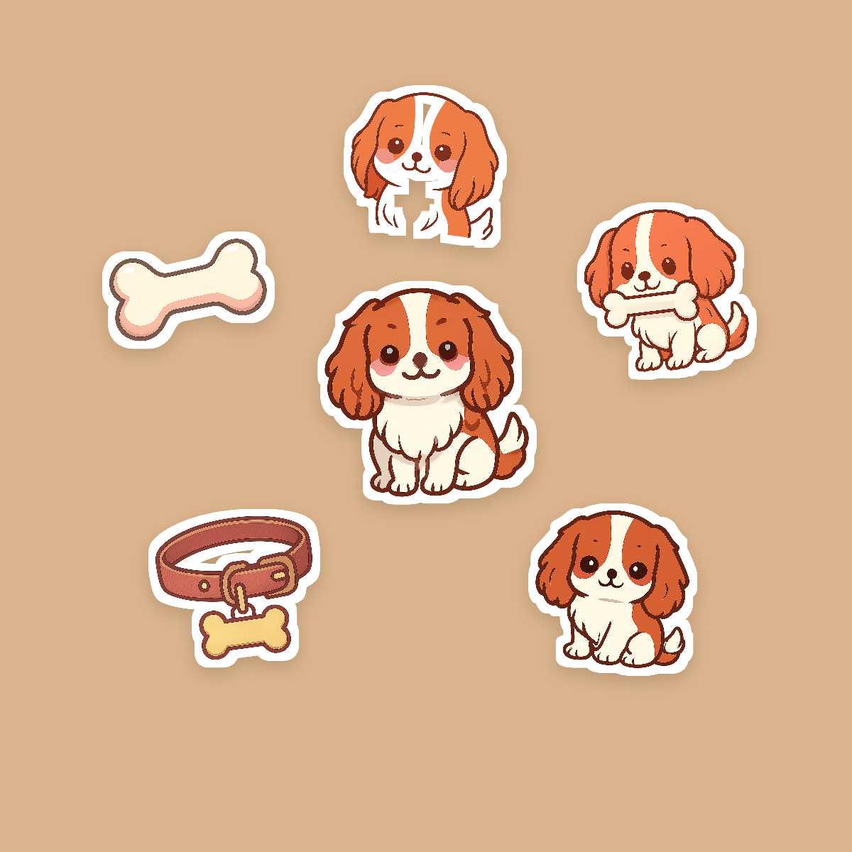 Cavalier King Charles Spaniel Kawaii Sticker Pack — Dog Mom Die-Cut Stickers (PNG + SVG, Commercial Use) preview 2