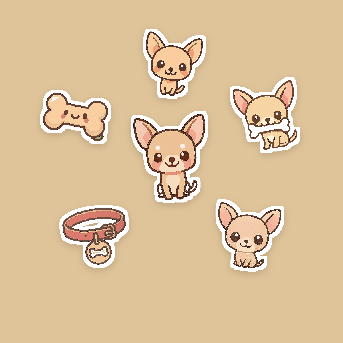 Chihuahua Kawaii Sticker Pack — Dog Mom Die-Cut Stickers (PNG + SVG, Commercial Use) preview 2