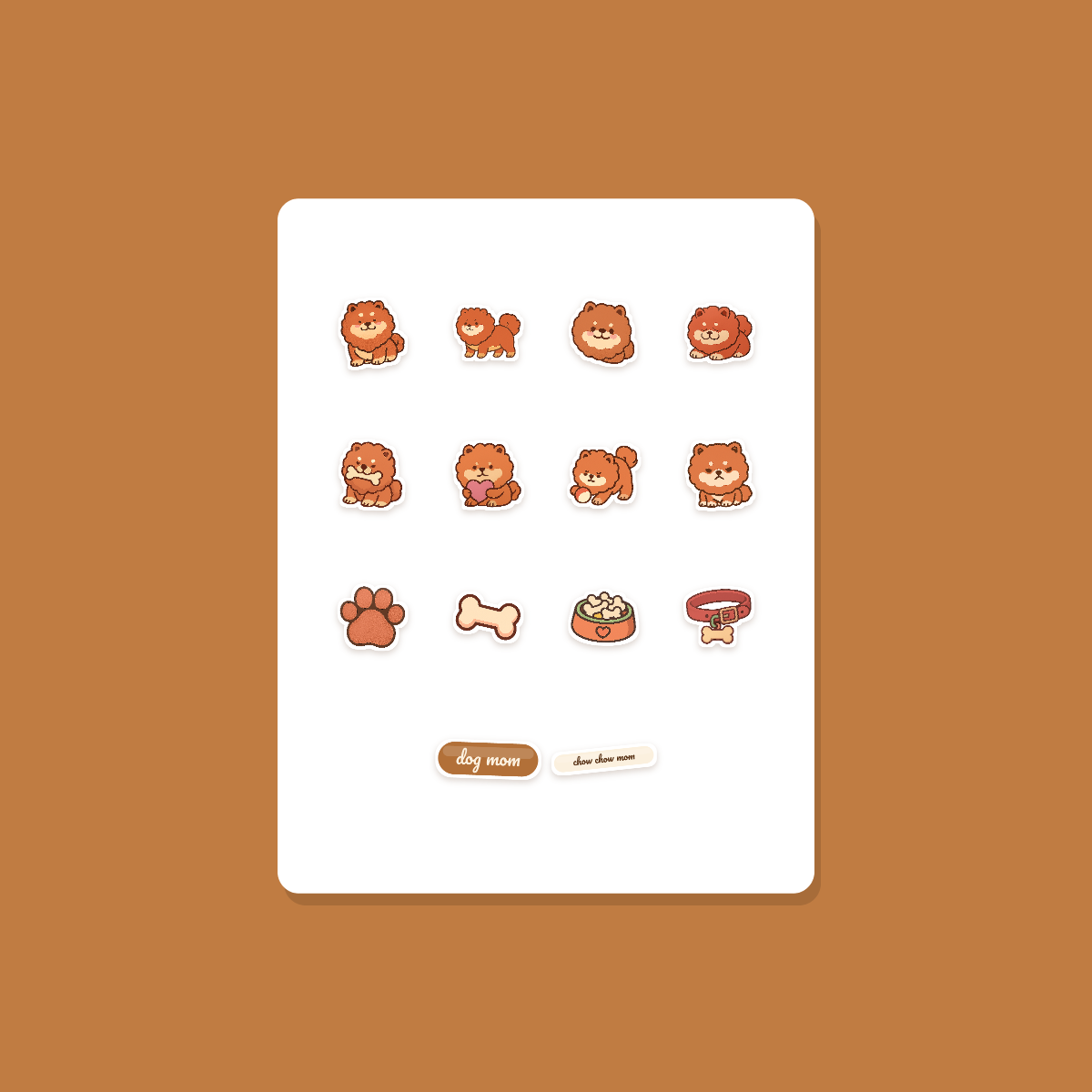 Chow Chow Kawaii Sticker Pack — Dog Mom Die-Cut Stickers (PNG + SVG, Commercial Use) preview 3