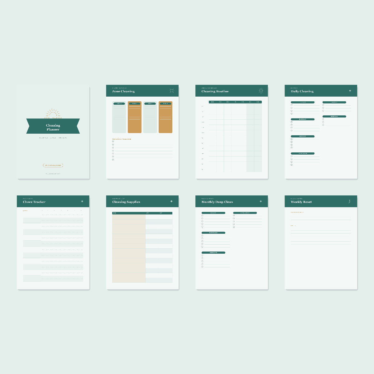 Cleaning Schedule & Home Planner — 10 Printable Pages (A4 + US Letter PDF + SVG) preview 3