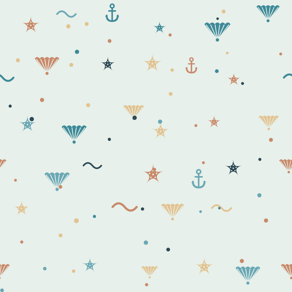 Coastal Beach Digital Paper Pack — 8 Seamless Shell, Starfish & Anchor Patterns (Commercial Use) preview 2