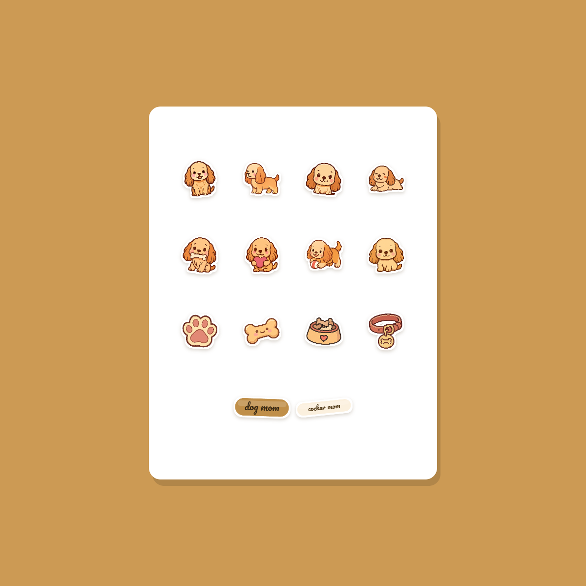 Cocker Spaniel Kawaii Sticker Pack — Dog Mom Die-Cut Stickers (PNG + SVG, Commercial Use) preview 3