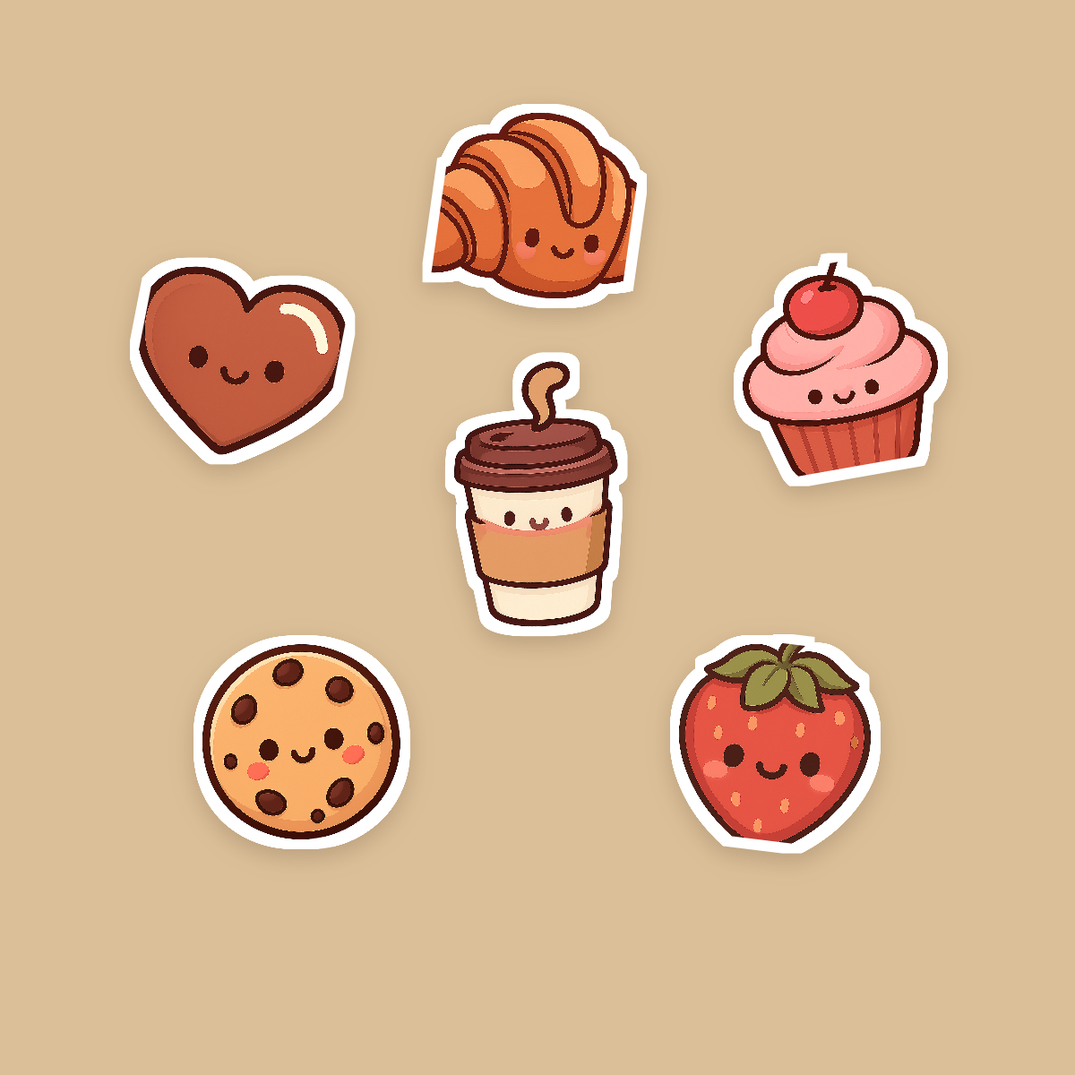 Coffee Lover Sticker Pack — 16 Die-Cut Coffee, Croissant & Cafe Stickers (PNG + SVG, Commercial Use) preview 2