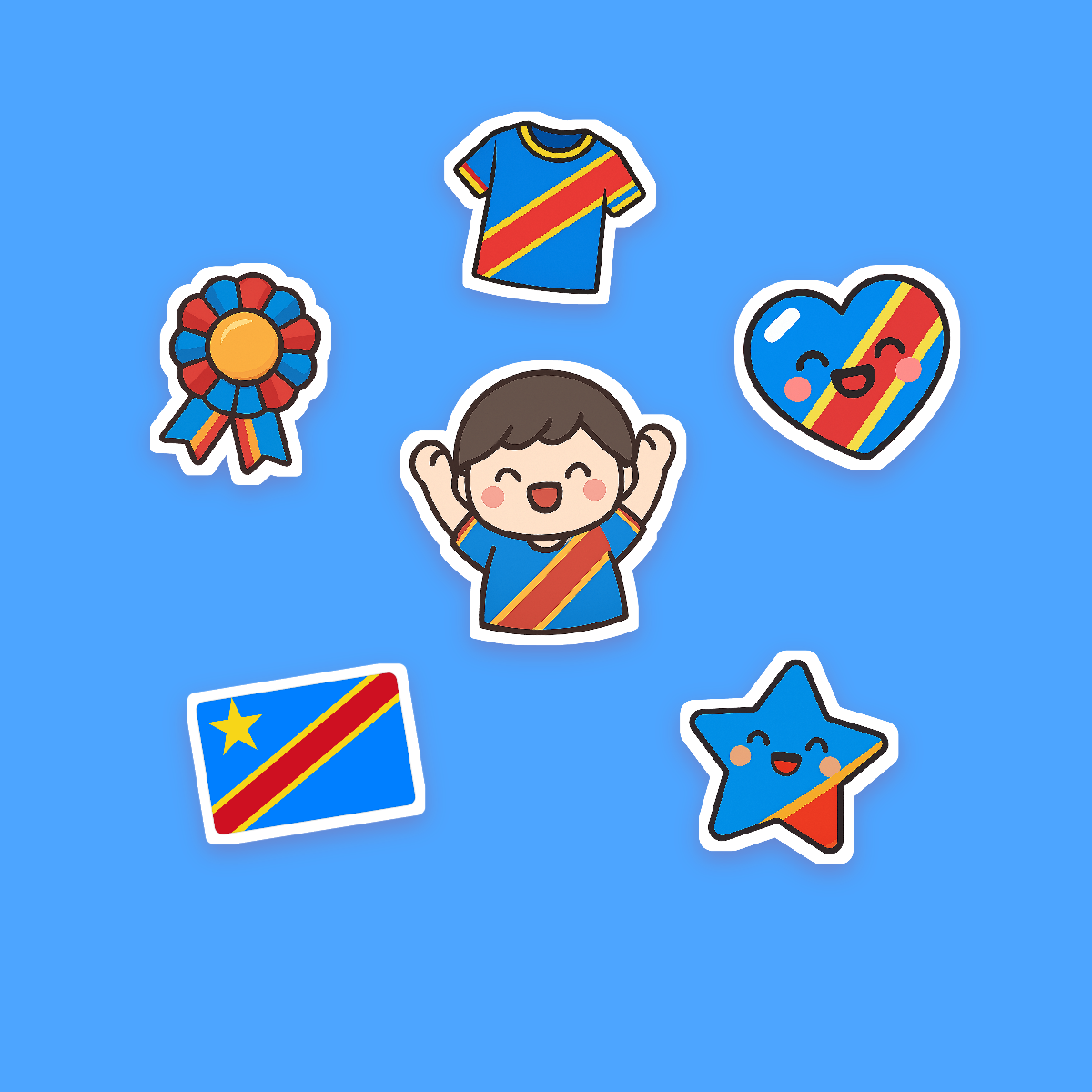 Congo DR Football Fan Sticker Pack — 16 Kawaii Die-Cut Supporter Stickers (PNG + SVG) preview 2