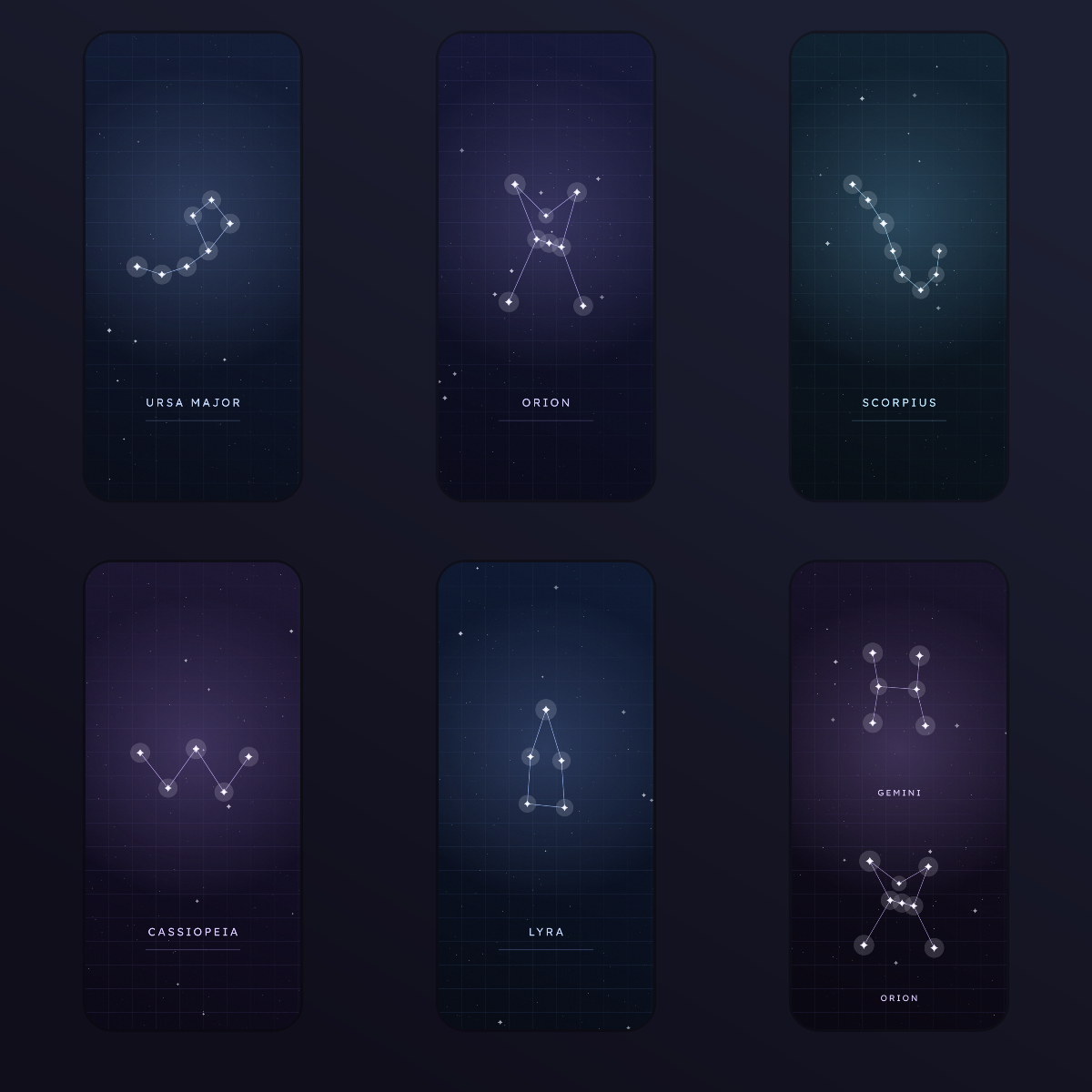 Constellation Star Map Wallpapers — 12 Deep Navy Night Sky Chart Lock Screens (iPhone + Android) preview 2