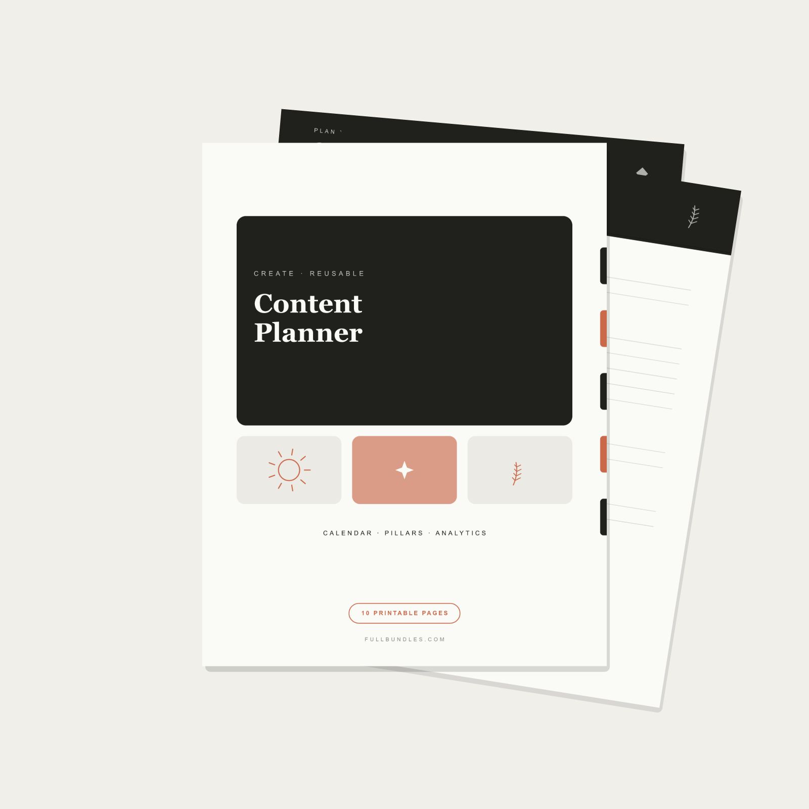 Content Creator Planner — 10 Printable Pages (Calendar, Pillars, Analytics · A4 + US Letter PDF + SVG)