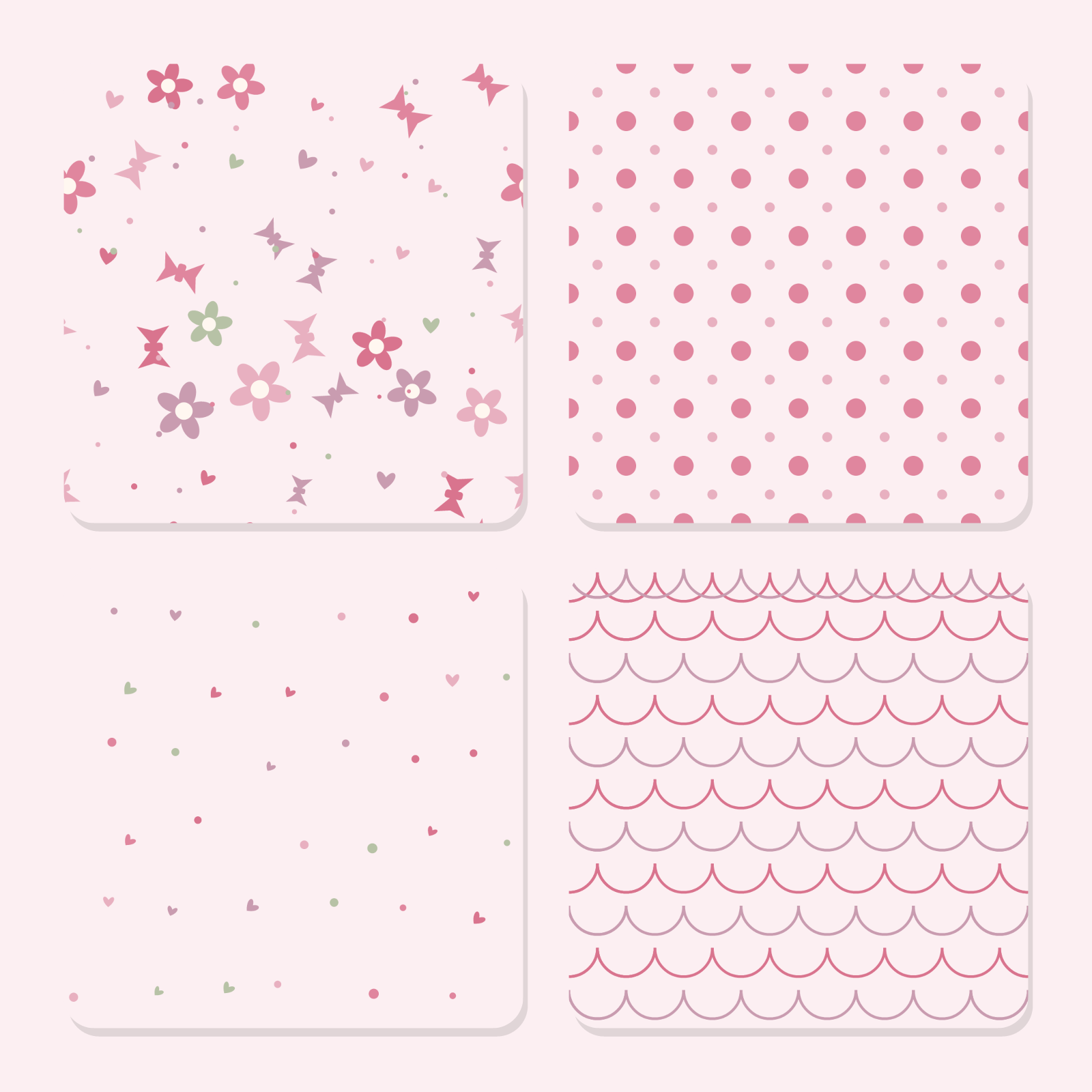 Coquette Digital Paper Pack — 8 Seamless Bow, Heart & Floral Patterns (Commercial Use)