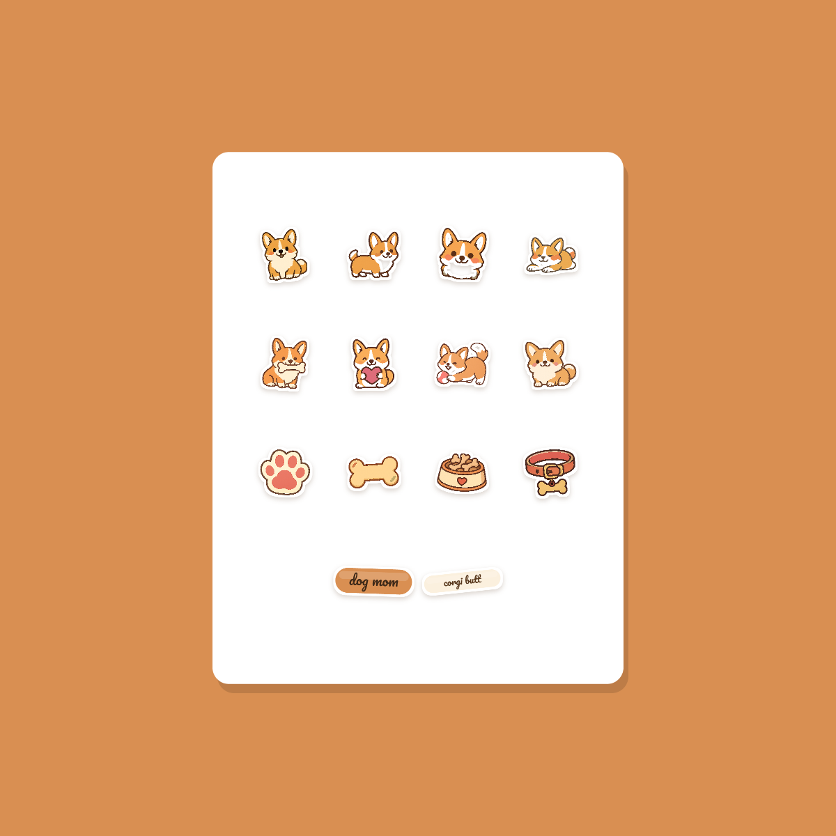 Corgi Kawaii Sticker Pack — Dog Mom Die-Cut Stickers (PNG + SVG, Commercial Use) preview 3
