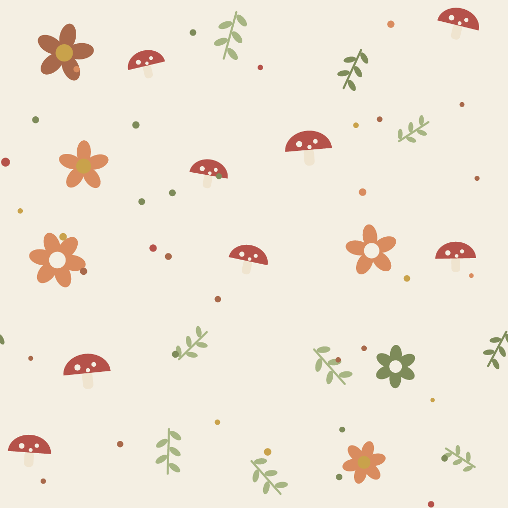 Cottagecore Digital Paper Pack — 8 Seamless Mushroom & Wildflower Patterns (Commercial Use) preview 2