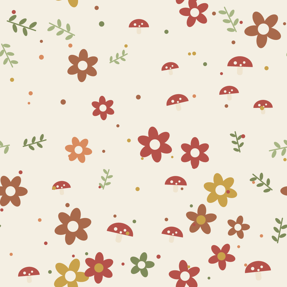 Cottagecore Digital Paper Pack — 8 Seamless Mushroom & Wildflower Patterns (Commercial Use) preview 3