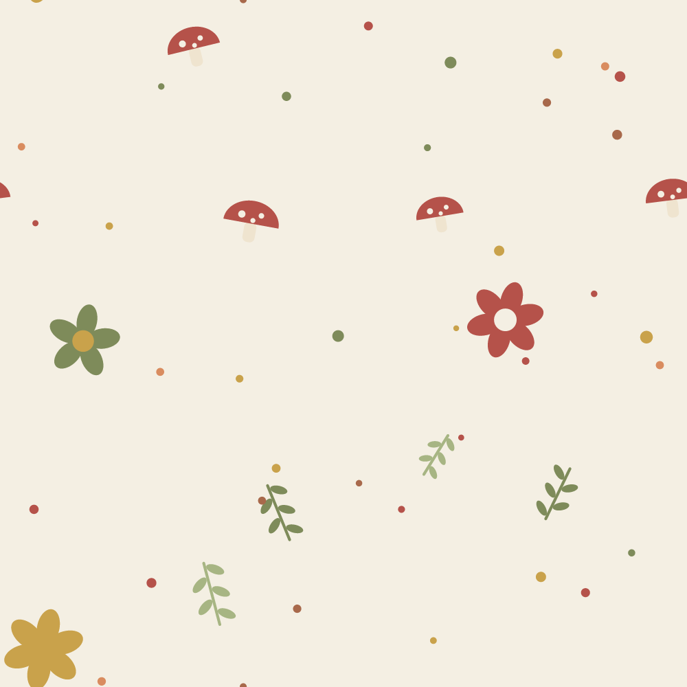 Cottagecore Digital Paper Pack — 8 Seamless Mushroom & Wildflower Patterns (Commercial Use) preview 4