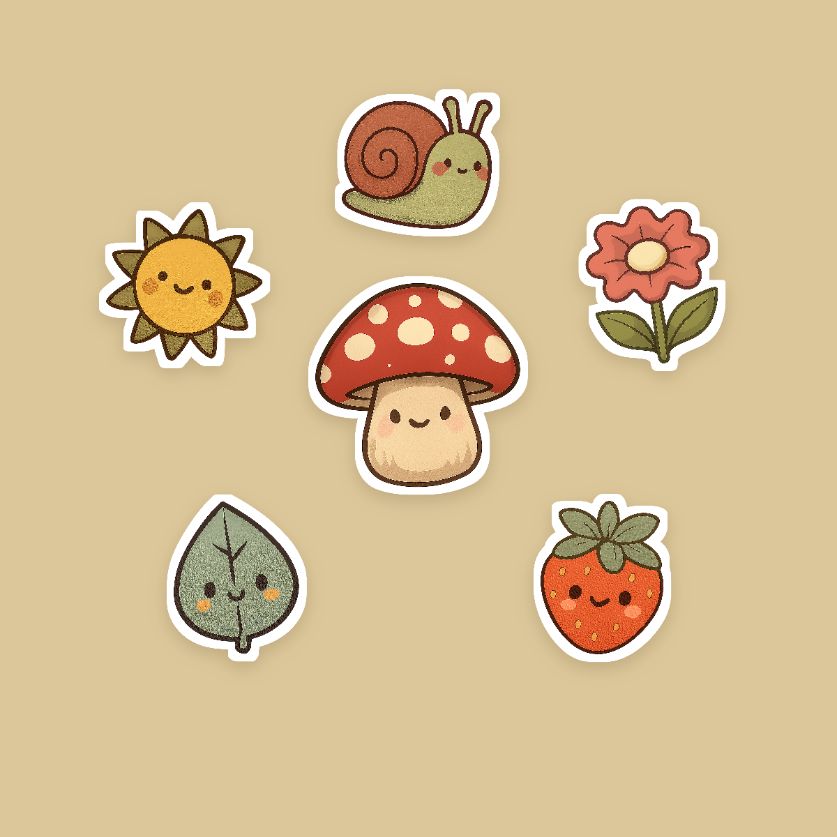 Cottagecore Sticker Pack — 16 Die-Cut Mushroom, Bee & Wildflower Stickers (PNG + SVG, Commercial Use) preview 2