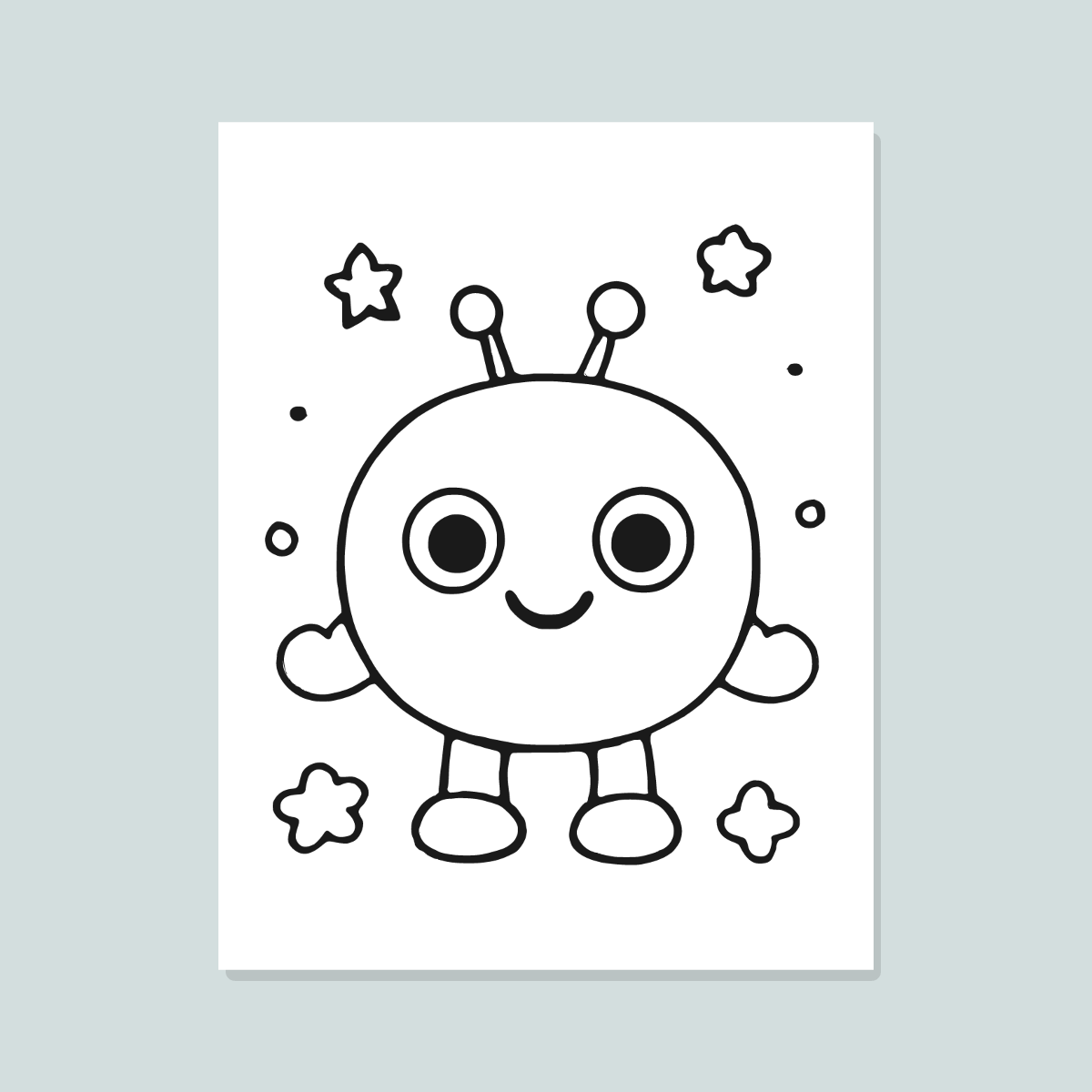 Cute Robots Coloring Pages for Kids — 10 Easy Printable Coloring Sheets (Toddlers & Kids) preview 2