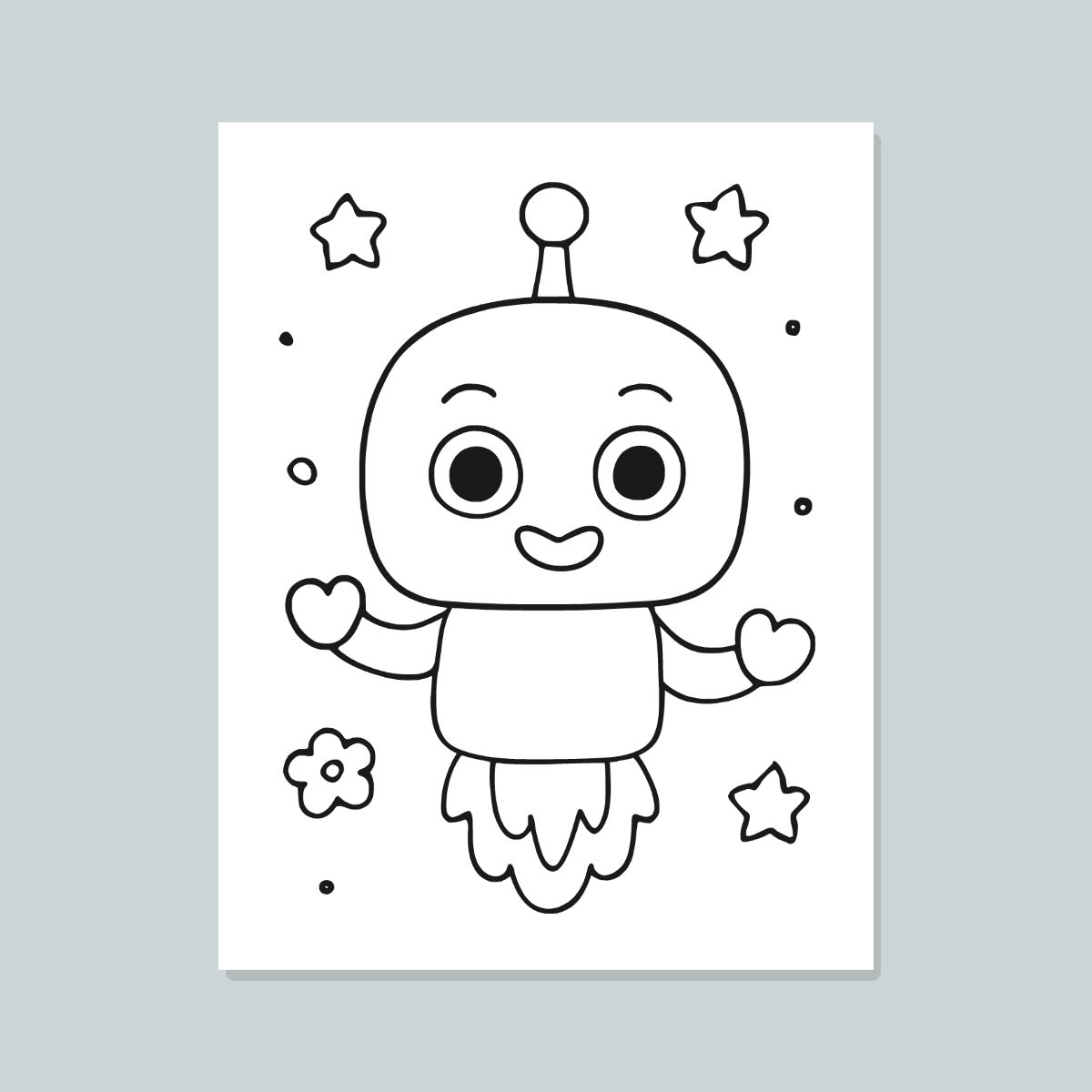 Cute Robots Coloring Pages for Kids — 10 Easy Printable Coloring Sheets (Toddlers & Kids) preview 3