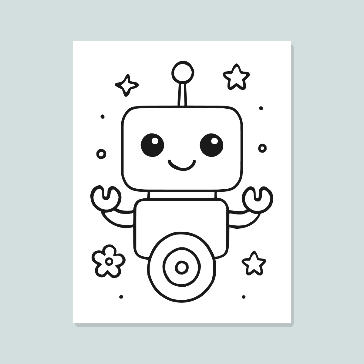 Cute Robots Coloring Pages for Kids — 10 Easy Printable Coloring Sheets (Toddlers & Kids) preview 4