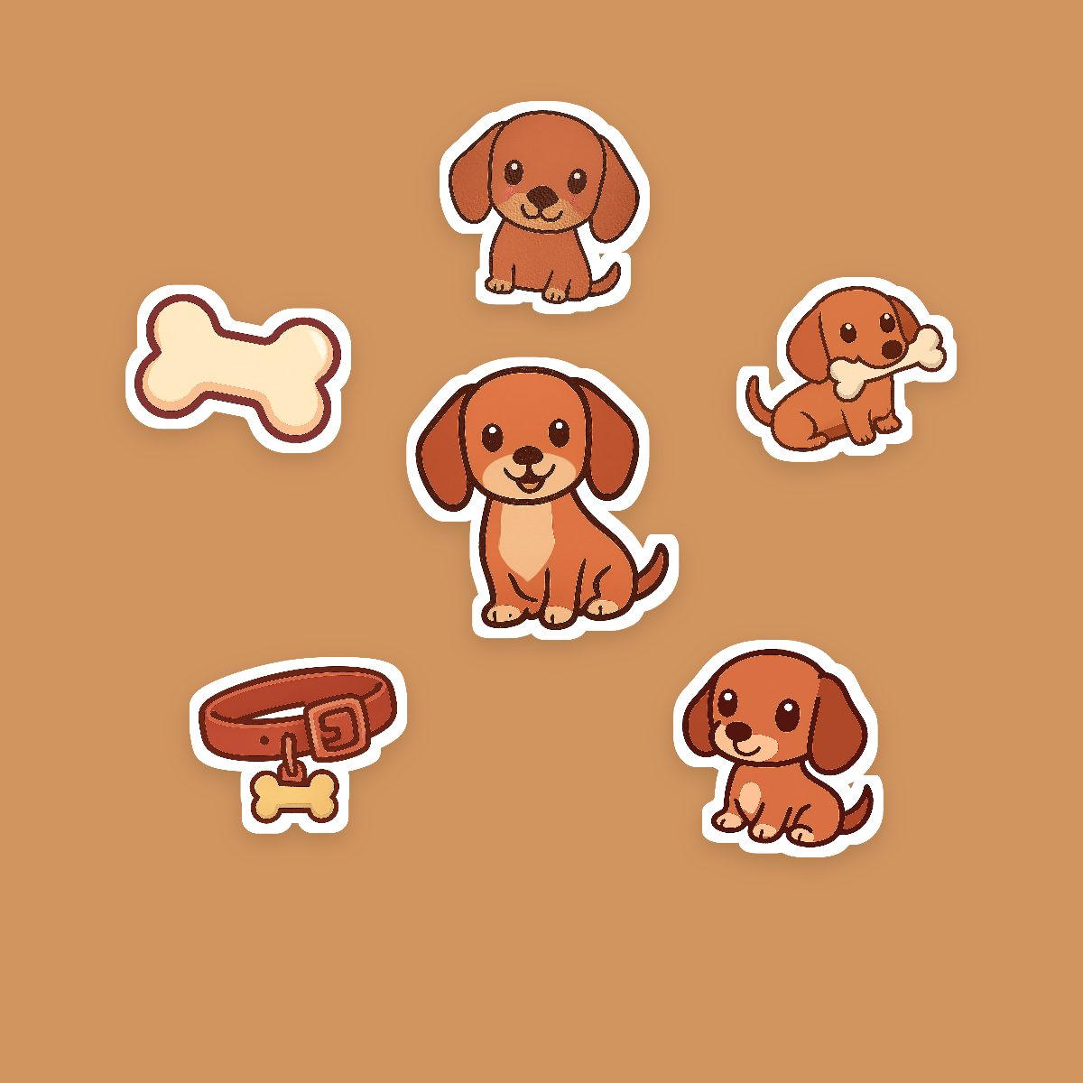 Dachshund Kawaii Sticker Pack — Dog Mom Die-Cut Stickers (PNG + SVG, Commercial Use) preview 2