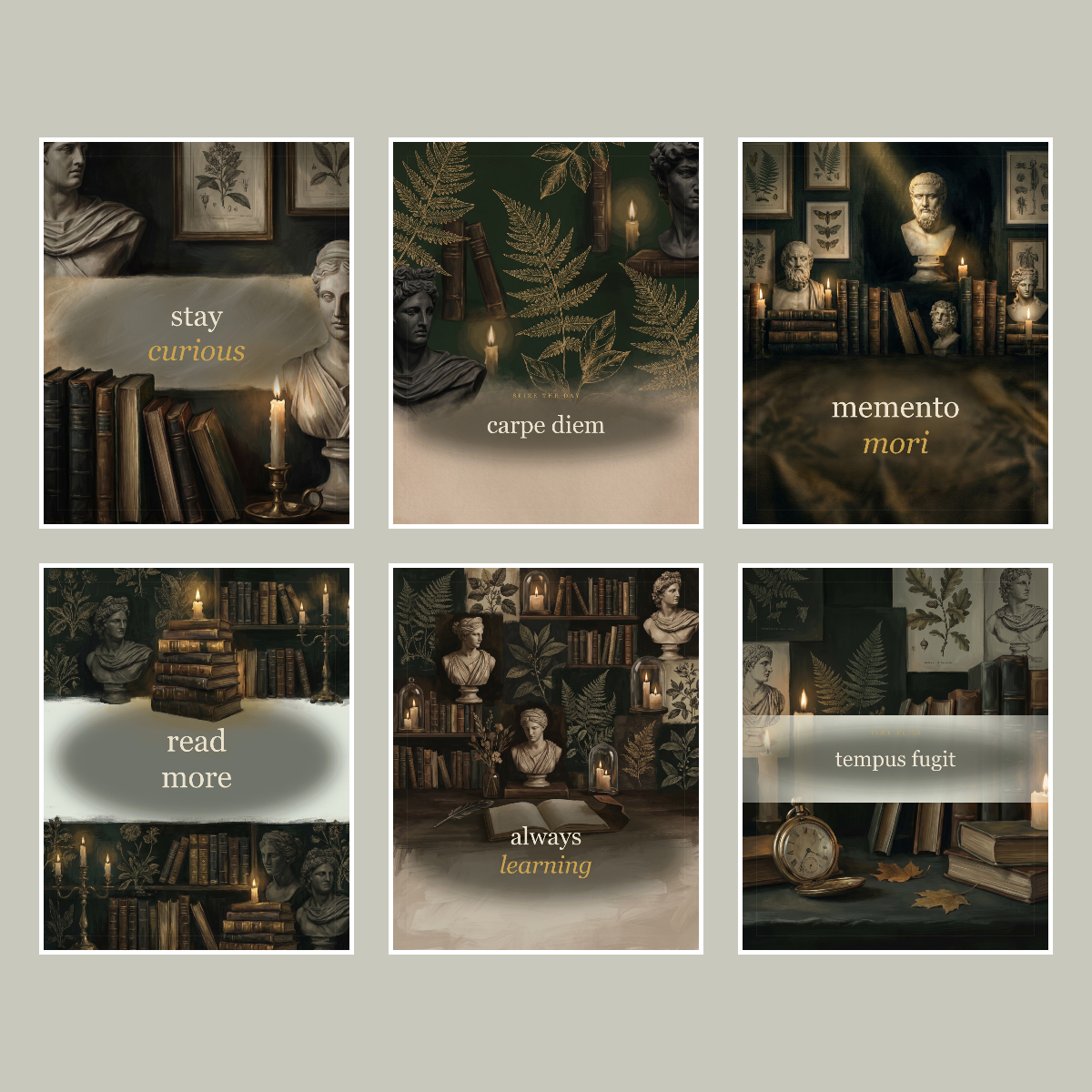 Dark Academia Wall Art Set — 6 Printable Moody Quote Posters (8x10, 11x14, 16x20 · PDF + JPG + SVG) preview 2