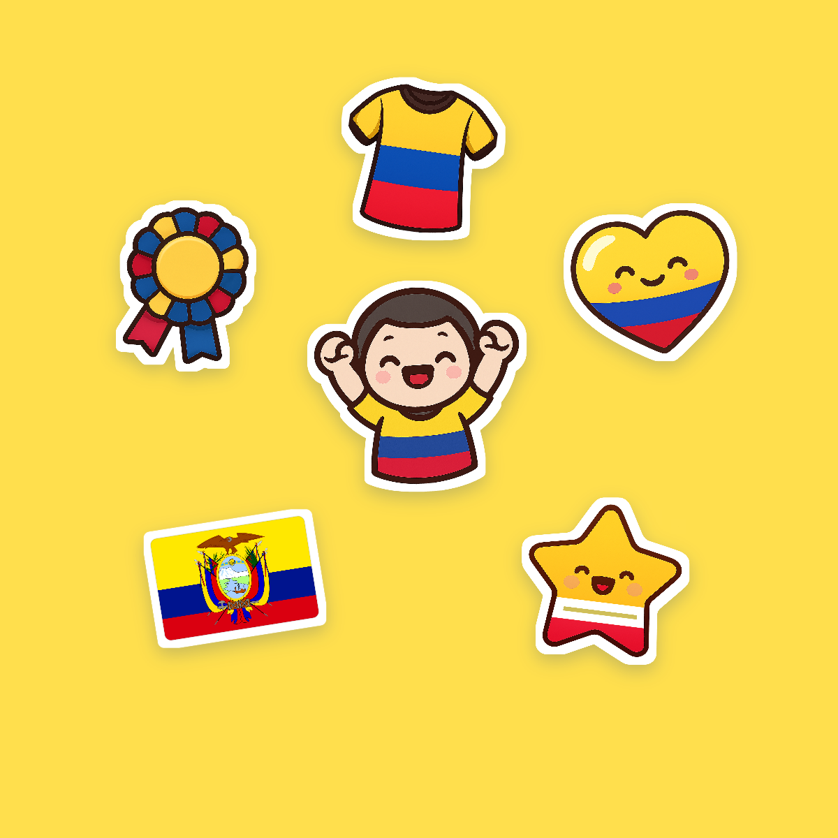 Ecuador Football Fan Sticker Pack — 16 Kawaii Die-Cut Supporter Stickers (PNG + SVG) preview 2